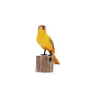 Imagem de Escultura Artesanal de Pássaro Canário da Terra em Madeira Nobre (383)