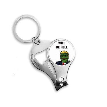 Imagem de Cortador de unhas com imagem do Great Sad Frog da America President Chaveiro abridor de garrafas