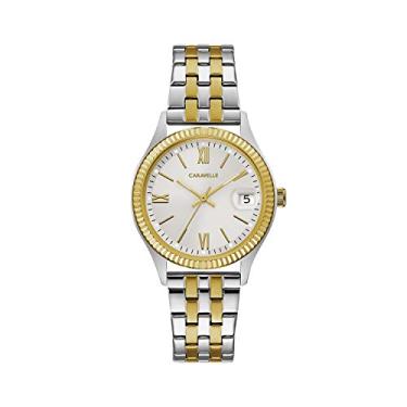 Imagem de Caravelle Relógio clássico feminino Bulova com 3 ponteiros de quartzo e data, Ouro em dois tons, Vestido