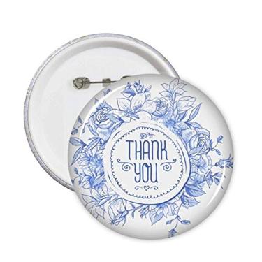 Imagem de Flores azuis padrão plantas alfinetes rosa crachá botão emblema acessório decoração 5 peças