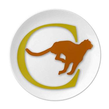 Imagem de Prato decorativo de porcelana de salver, para correr, perseguir, caçar presa, de leopardo