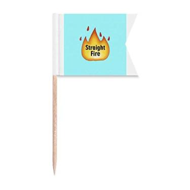 Imagem de Bandeiras de palito de dente de chama, ardente, modernas, marcações de rotulagem para bolo de festa, comida, placa de queijo