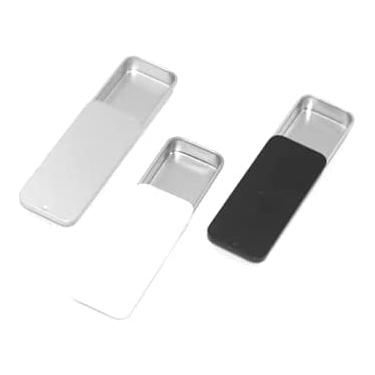 Imagem de HLLMX 3 recipientes retangulares de metal para caixa de lata com dobradiças vazias 8 x 3 x 1,1 cm para doces, joias, artesanato, pílulas, kit de sobrevivência