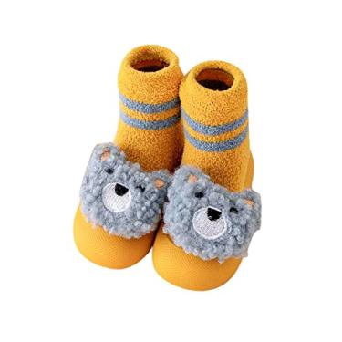 Imagem de Sapatos infantis meninos tamanho 6 outono e inverno confortáveis sapatos infantis coelho urso bebê (amarelo, 12-18 meses)