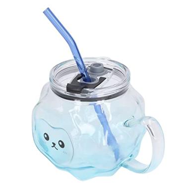 Imagem de YYQTGG Copo para bebidas, desenho animado Pictures copo de café de construção resistente com cabo de canudo de vidro para uso doméstico para aniversário (#2)