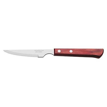Imagem de FACA PARA CHURRASCO 4 POLYWOOD VERMELHO LAMINA DE ACO INOX E CABO DE MADEIRA TRAMONTINA