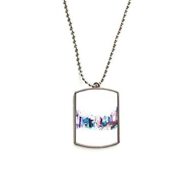 Imagem de DIYthinker Colar para animais de estimação com pingente de corrente de aço inoxidável e arranha-céus de construção moderna