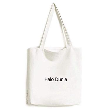 Imagem de Hello World Indonésia Art Deco, bolsa de compras de lona, bolsa casual