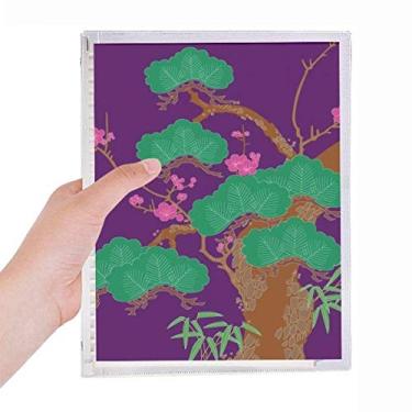 Imagem de Caderno roxo da cultura japonesa árvore verde folha solta diário recarregável artigos de papelaria
