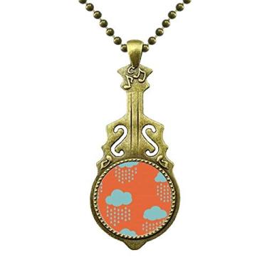 Imagem de DIYthinker Colar Cloud Rain Drip Orange Pattern Necklace Antique Guitar Jewelry Music Pendant