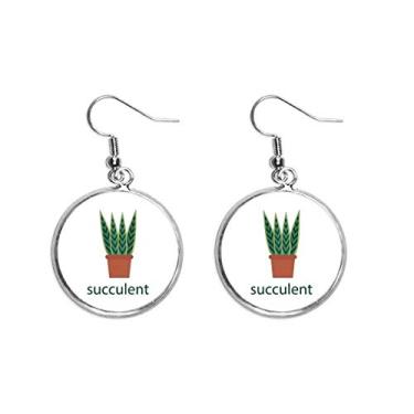 Imagem de Brinco feminino com pingente de prata para suculentas de planta em vaso de cacto