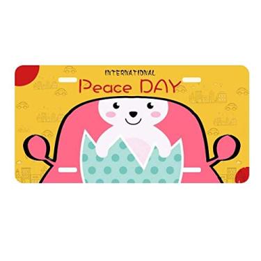 Imagem de DIYthinker Placa de licença com ilustração de coelhinho ovo feliz dia da Páscoa etiqueta decoração de carro dia da paz