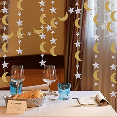 Imagem de Banners suspensos Ramadan Eid Mubarak Star Crescent Moon Streamers Ornamentos Bunting Islam Festa Muçulmana Decoração de quarto (10)