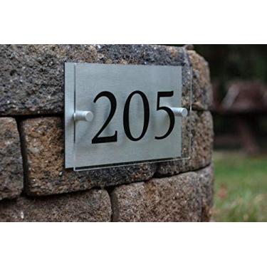 Imagem de Placas com o número da casa Modern Personalizar Placa de alumínio e acrílico com o número da casa Externa e à prova de intempéries