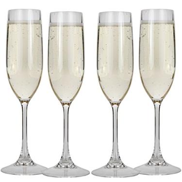 Imagem de Lily's Home Copos de acrílico inquebráveis champanhe, feitos de plástico inquebrável e ideal para uso interno e externo, reutilizáveis, transparentes (142 g cada, conjunto de 4)
