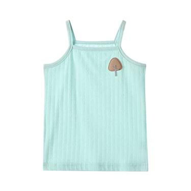 Imagem de Camiseta regata de verão para meninas de algodão liso sem mangas com costas nadador cropped para crianças e grandes camisetas de verão unissex (verde menta, 3-4 anos)