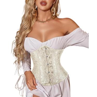 Imagem de Corset Corselet Cinta Modeladora Redutora Underbust Linha Floral Creme M639