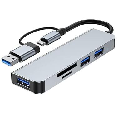 Imagem de Chusui Tipo C para USB 3.0 Hub 5 em 1 Docking Station com porta USB 3.0 Portas USB 2.0 Leitor de cartão SD/TF Divisor USB ultrafino Plug and Play Compatível com laptop MacBook Pro/Air Surface Pro P CL