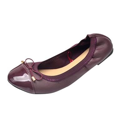Imagem de Sandálias de salto fino sem cadarço para mulheres sapatos pontiagudos casuais sapatos femininos sapatos de trabalho simples sapatos femininos preguiçosos (vinho, 37=4)
