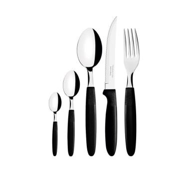 Imagem de Faqueiro Ipanema 60 Peças Lâminas Em Aço Inox Cabo Preto Ptop - Tramontina