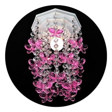 Imagem de Luminária Para Quarto de Bebê Feminino Lustre Teto Infantil Menina Decoração Borboletas Rosa 17x25cm