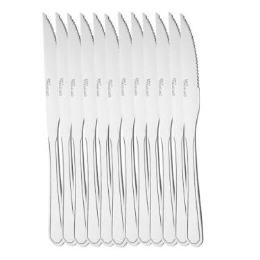 Imagem de Faca 12 Peças Continental Talheres em Aço Inoxidável Buffet Restaurante Hotel Quiosque Padaria Cafeteria Casa Cozinha Jogo Conjunto Escola Cantina Empresa