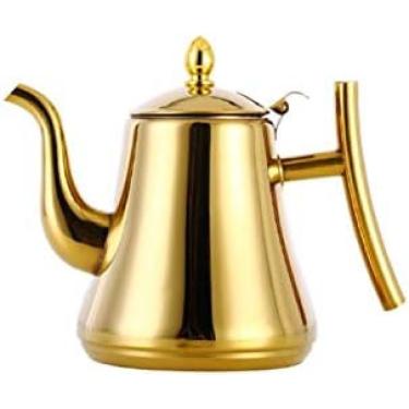 Imagem de Bule De Café De Aço Inoxidável, Bule Dourado Com Filtro, Chaleira De Chá De Metal, Chaleira De Água,Ouro(1,5l),outstanding78