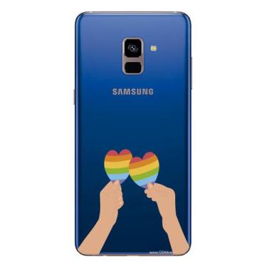 Imagem de Capa Case Capinha Samsung Galaxy A8 Plus Arco Iris Mãos Com Corações -