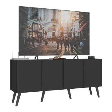 Imagem de Rack Retrô para Tv até 50 Polegadas com 4 Portas Multimóveis Mp1071 Preto