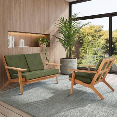 Imagem de Sofá para Jardim com 3 Lugares Lótus Stain Jatobá/Verde