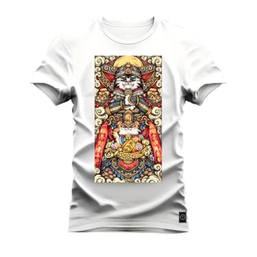 Imagem de Camiseta Plus Size Casual 100% Algodão Estampada Mandala Colors Branco G5