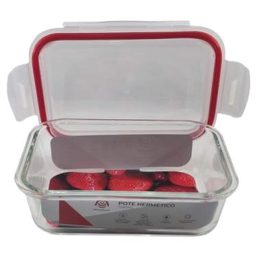 Imagem de Pote de Vidro Hermético Marmita 1500ml Vedação De Silicone Tampa Com Travas