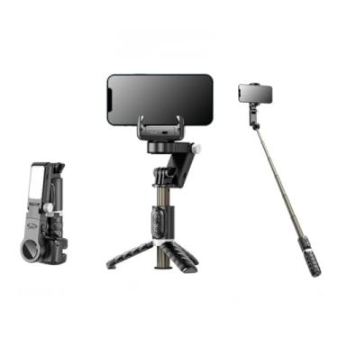Imagem de SNIDII Estabilizador de câmera para iPhone, bastão de selfie, acompanhamento panorâmico, antivibração, portátil, estabilizador panorâmico, inclinação, luz de preenchimento ao vivo