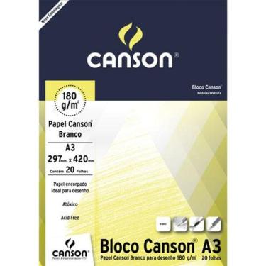 Imagem de Bloco Canson A3 Branco 20 Folhas Desenho 180g/m²
