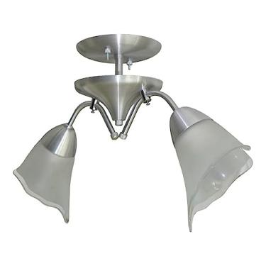 Imagem de Lustre Com 2 Hastes E 2 Tulipas Para Sala Quarto Vidro Flor