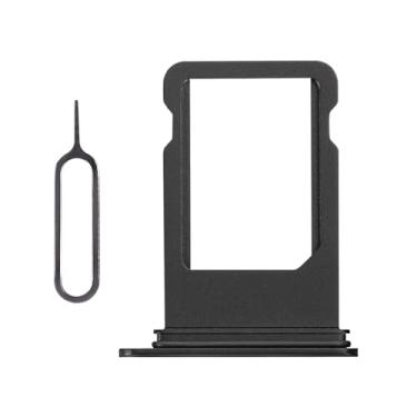 Imagem de Risidamoy Adaptador de cartão SIM preto para iPhone 8 Plus, versão única 8Plus, compartimento para cartão único, peça com anel de borracha à prova d'água ejetor SIM para A1864 A1897 A1898