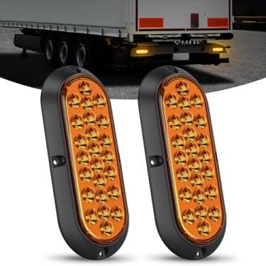 Imagem de Nilight Luz traseira oval de 15 cm, 2 peças, âmbar 24 LED, luz de sinalização de pisca, montagem em superfície, selada IP67, lanterna traseira à prova d'água para 12 V, caravana, caminhão, trailer,