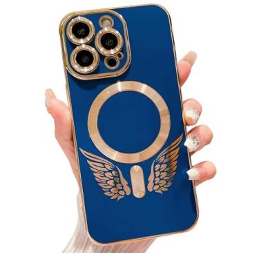 Imagem de Weonmov Capa compatível com iPhone 15 Pro Max para mulheres e homens [compatível com MagSafe] [magnético forte], proteção de câmera elevada padrão de asas macias capa de telefone fofa (6,7 polegadas)