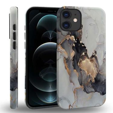 Imagem de ZHEGAILIAN Capa de telefone compatível com iPhone 12/12 Pro, capa protetora de silicone híbrida de 2 camadas, capa protetora de silicone, preto e branco, para meninas e mulheres, à prova de choque,