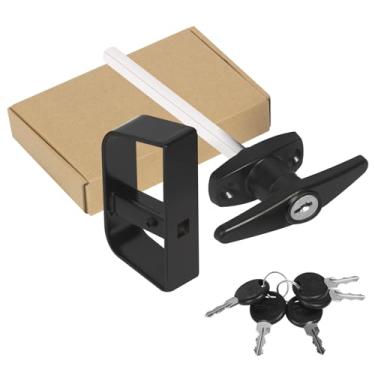 Imagem de Kit de trava de porta de galpão com 5 chaves, conjunto de trava de porta Bteobfy de 11,5 cm para armazenamento de haste de celeiro e ferragens para porta de celeiro para casinhas de brinquedo, galinheiros, campismo (preto)