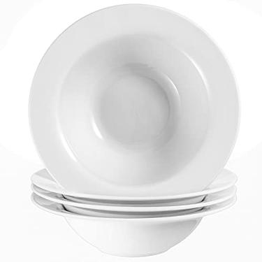 Imagem de Wareland Conjunto de 4 tigelas de massa, 623 g de cerâmica para sopa, cereal, macarrão e salada, pratos profundos com bordas, micro-ondas, máquina de lavar louça, seguro para forno