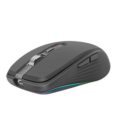 Imagem de Mouse Bluetooth sem fio modo duplo recarregável, laptop, tablet, esportes, jogos, RGB (cinza)