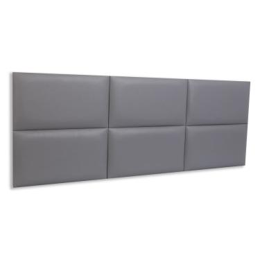 Imagem de Cabeceira Queen Estofada  Kit 6 Placas  Retangular - Courino Cinza