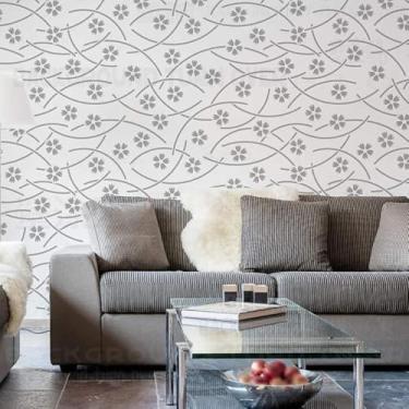 Imagem de Estêncil de pétala de flor de cerejeira de 40 cm mandala para paredes grande modelo de móveis pintura grande azulejo nicho padrões de parede modelos para padronizar as sementes piso reutilizável toda