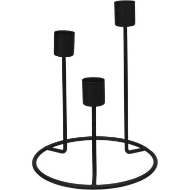 Imagem de CASTIÇAL DECORATIVO PORTA VELA HOME&CO 3 VELAS METAL 20x15x15cm PRETO