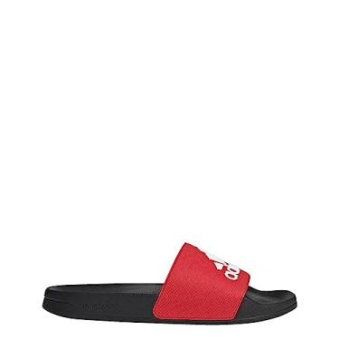 Imagem de adidas Sandália de chuveiro unissex Adilette para adultos, Better Scarlet/Branco/Preto, 13