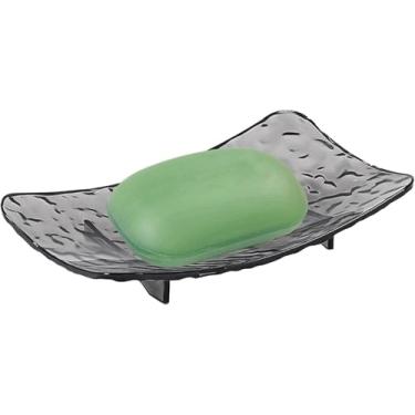 Imagem de Padrão de geleira de saboneteira de 2 peças, saboneteira de banheiro, saboneteira de design de orifício de banheira, saboneteira com orifício de banheira (Pequeno Cinza)