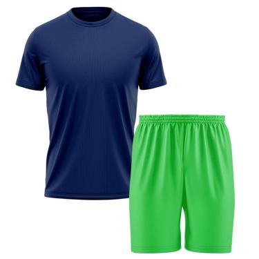 Imagem de Kit Calção Short Futebol Basquete Verde + Camiseta Manga Curta Masculina-Masculino