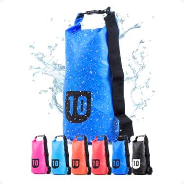 Imagem de Saco Estanque Impermeável 10 Litros Dry Bag Mergulho Caiaque Barco Trilha Praia Ultra Resistente Leve Armazenamento Grande Capacidade, Azul Escuro