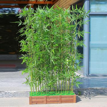 Imagem de Cerca de árvore de bambu verde artificial para decoração interna ao ar livre, tela divisora ​​de plantas falsas realista, folhas verdes de plástico, pacote base-14 de 0,8 m, 1,5 m (59 pol.)